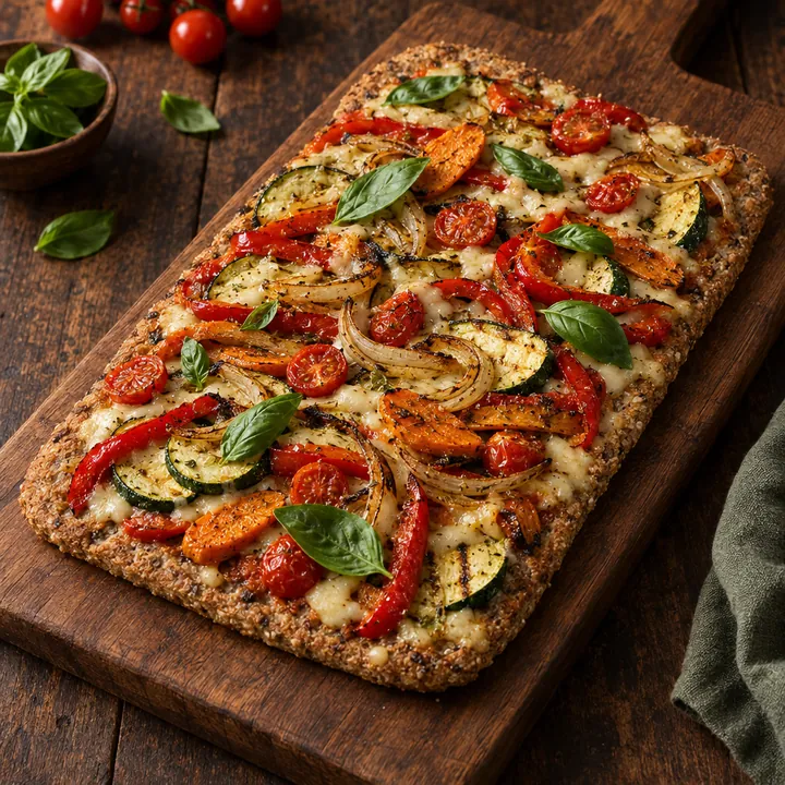 Pizzetas con vegetales grillados veganas de X+Vida